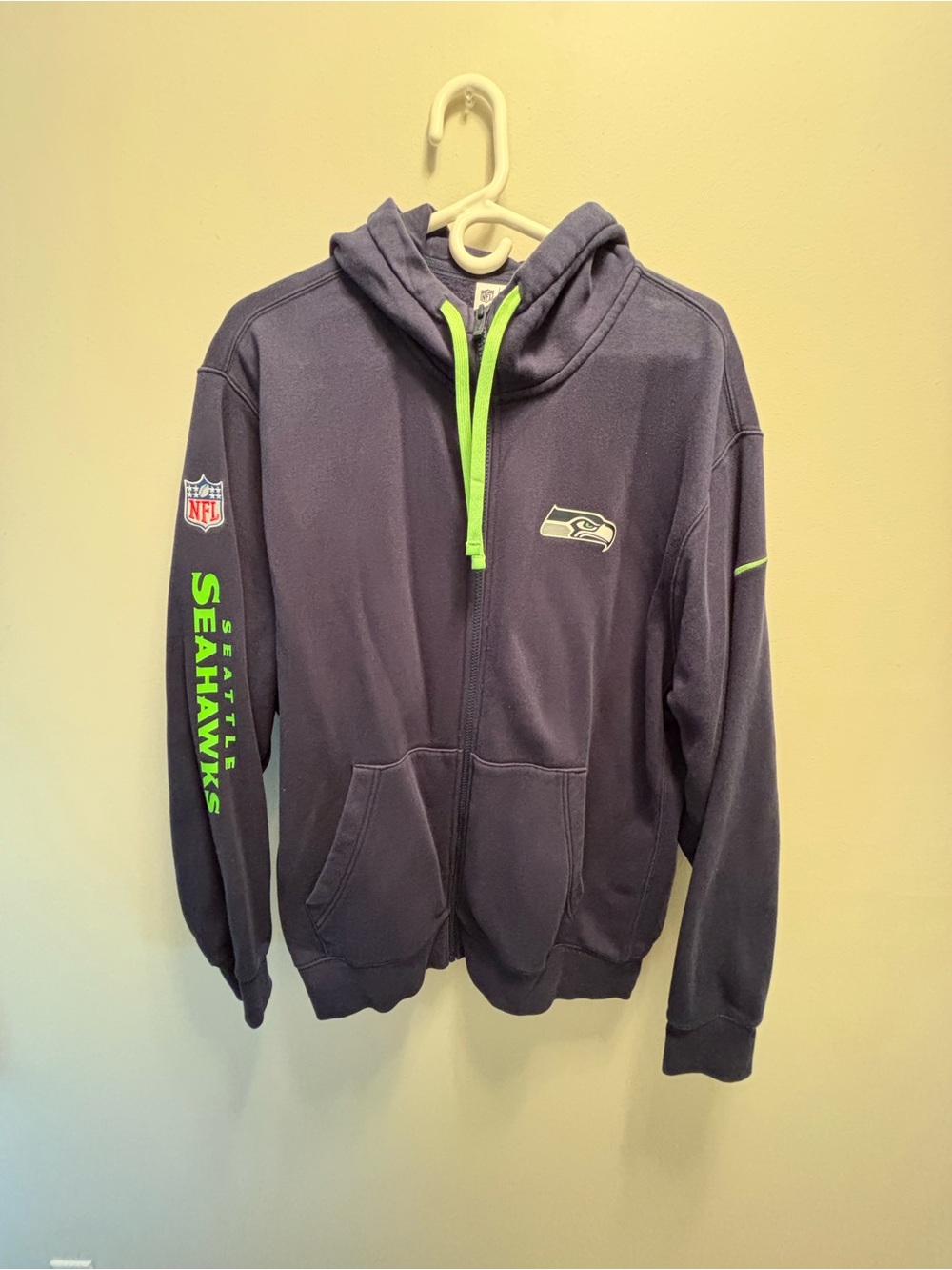 Nike Navy Zip-Up Hoodie with Neon Green Accents